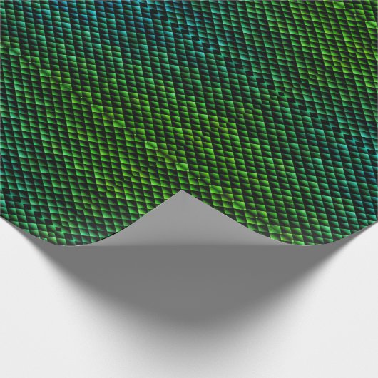 電気緑のスネークスキンのDragonscaleのギフトの紙 ラッピングペーパー (角)