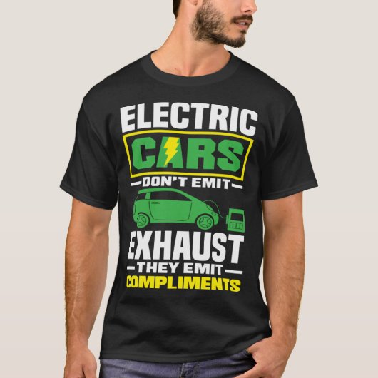 電気自動車がバッテリ電源を出す Tシャツ (正面)