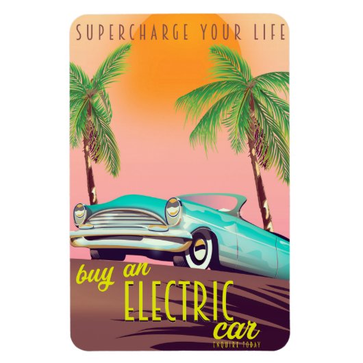 電気自動車ヴィンテージ商業 マグネット (縦)