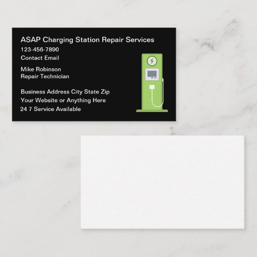 電気自動車充電ステーションの修理 名刺 (正面/裏面)