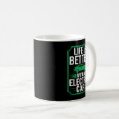 電気自動車充電ステーション引用文打者 コーヒーマグカップ (正面右)