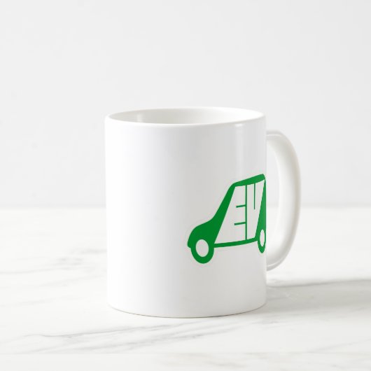 電気自動車緑EVアイコンロゴ- コーヒーマグカップ (正面右)