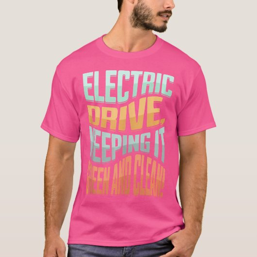 電気自動車 エネルギー ハイブリッド 電気ドライブ E Tシャツ (正面)
