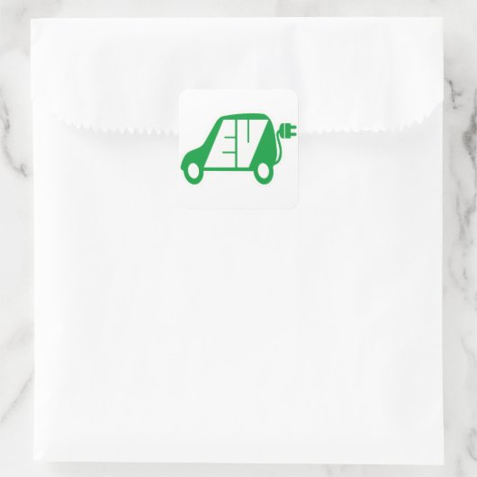 電気自動車EVアイコンのロゴ – スクエアシール (バッグ)