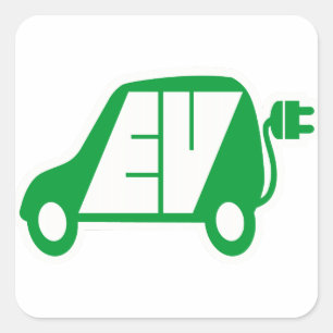 電気自動車EVアイコンロゴ- スクエアシール