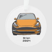 電気自動車SUVオレンジ色の手描きスケッチ オーナメント (正面)