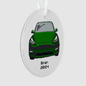 電気自動車SUVグリーンハンド描画スケッチ オーナメント (正面)