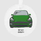 電気自動車SUVグリーンハンド描画スケッチ オーナメント (正面)