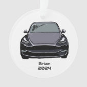 電気自動車SUVグレーグレー手書きスケッチ オーナメント (正面)