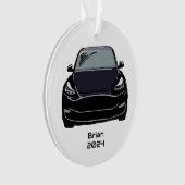 電気自動車SUVブラックハンドドロースケッチ オーナメント (正面)