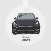 電気自動車SUVブラックハンドドロースケッチ オーナメント (正面)