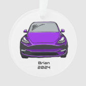 電気自動車SUV紫色の手描きスケッチ オーナメント (正面)