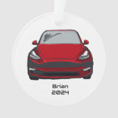 電気自動車SUV赤い手書きスケッチ オーナメント (正面)