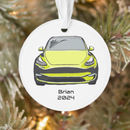 電気自動車SUV黄色の手描きスケッチ オーナメント