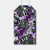 電気色ポップ・アートの熱帯パーム葉結婚ズ ギフトタグ (裏面)