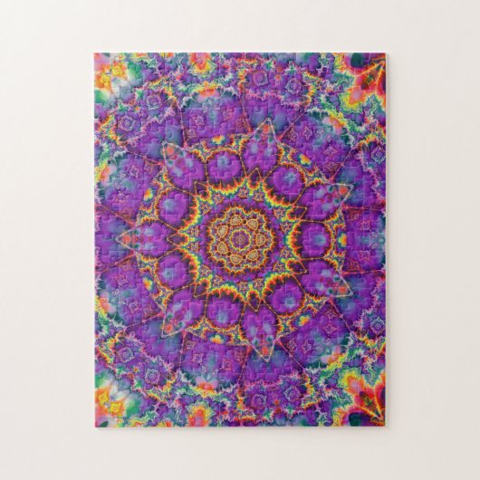電気花の紫色の虹の万華鏡のように千変万化するパターンの芸術 ジグソーパズル (縦)