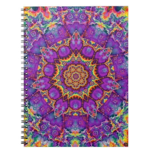 電気花の紫色の虹の万華鏡のように千変万化するパターンの芸術 ノートブック (正面)