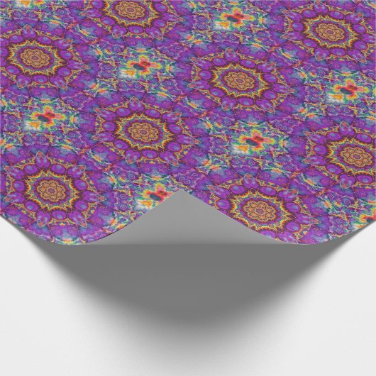 電気花の紫色の虹の万華鏡のように千変万化するパターンの芸術 ラッピングペーパー (角)