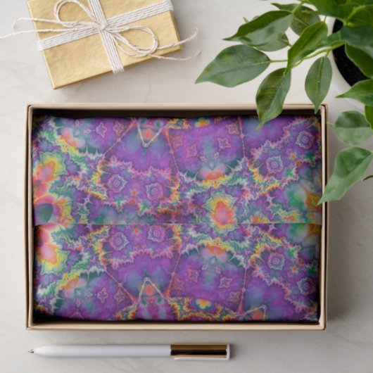 電気花の紫色の虹の万華鏡のように千変万化するパターンの芸術 薄葉紙 (ギフト)