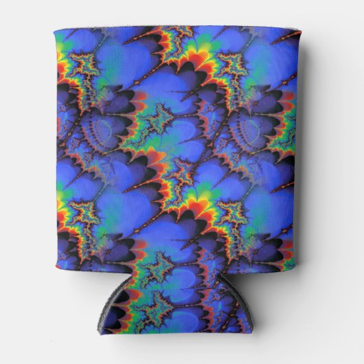 電気虹の波フラクタルアートパターン 缶クーラー (正面)