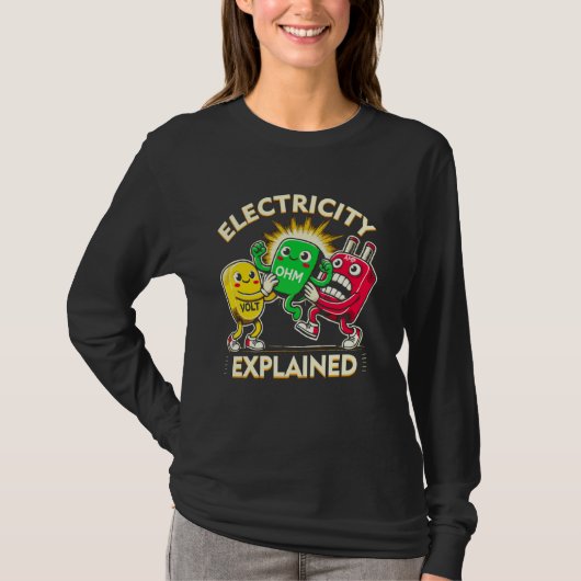 電気説明オーム法科学プン物理学 Tシャツ (正面)