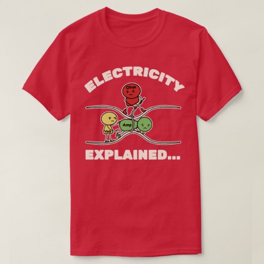 電気説明ヴィンテージイラストレーション Tシャツ (デザイン正面)