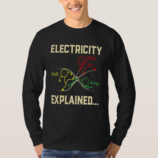 電気説明物理おたく おもしろい Tシャツ (正面)