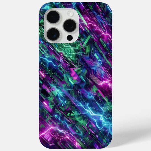 電気迷彩柄、未来的デザイン、ネオンカモフラージュ Case-Mate iPhoneケース (裏面)