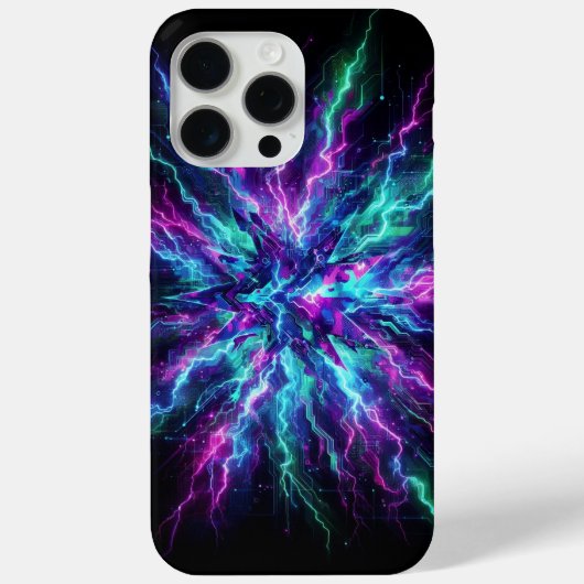 電気迷彩柄、未来的デザイン、ネオンカモフラージュ Case-Mate iPhoneケース (裏面)