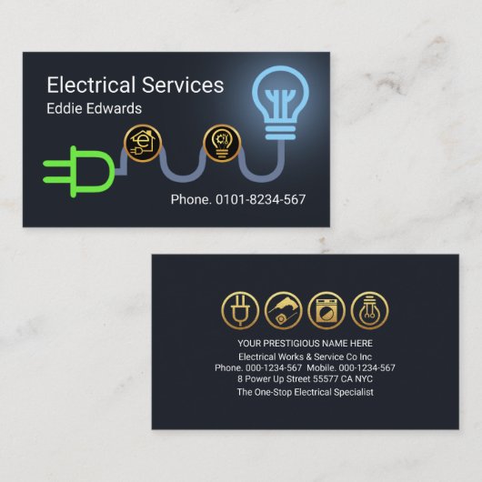 電気配線光電源プラグ回路 名刺 (正面/裏面)