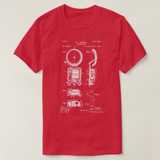 電気鐘特許1893火災警報器及び消防士G Tシャツ (デザイン正面)