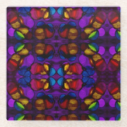 電気開花 ガラスコースター (正面)