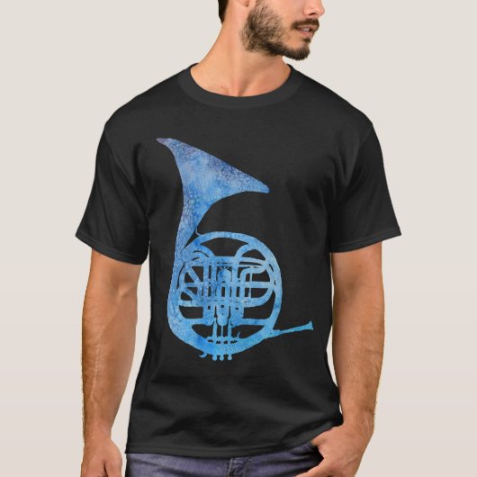 電気青いフレンチ・ホルン Tシャツ (正面)