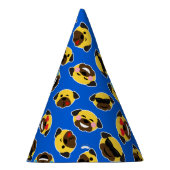 電気青い誕生会のパグEmojis パーティーハット (右)