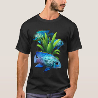 電気青アカラシクリッド水族館魚アート Tシャツ