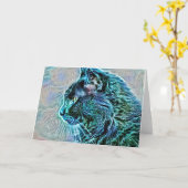 電気青アート猫ノートカ空白のード カード (黄色い花)