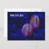 電気青ハートピンクチューリップカスタマイズ可能な投稿 ポストカード (正面/裏面)