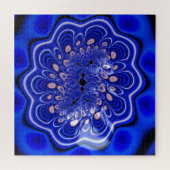 電気青色型ホログラフィックフラクタルフラワー抽象芸術 ジグソーパズル (横)