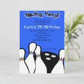 電気青色宇宙ボーリング誕生日招待状 招待状 (スタンド正面)