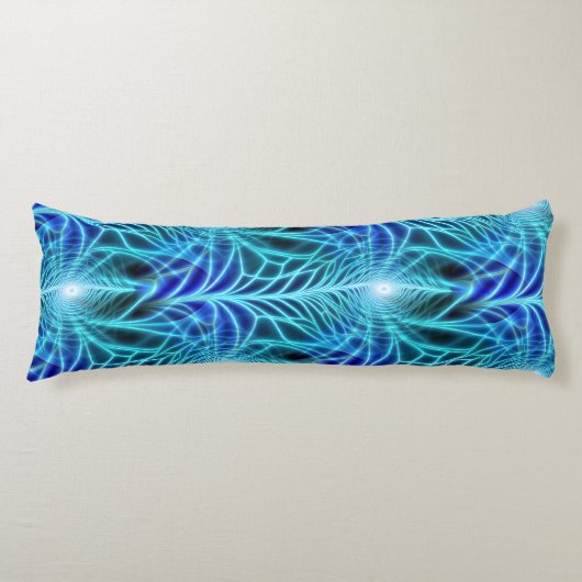電気青色発光フラクタル反復パターン ボディピロー (正面)