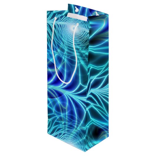 電気青色発光フラクタル反復パターン ワインギフトバッグ (裏面アングル)