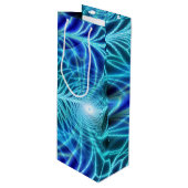 電気青色発光フラクタル反復パターン ワインギフトバッグ (正面アングル)