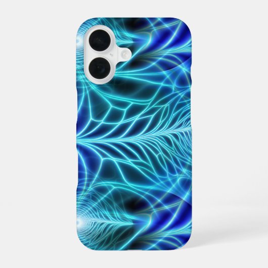 電気青色発光フラクタル反復パターン iPhone 16ケース (裏面)