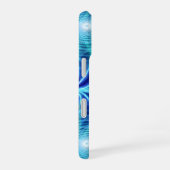 電気青色発光フラクタル反復パターン iPhone 16ケース (右側面)