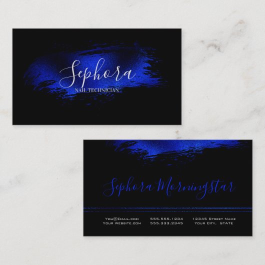 電気青色金属箔ストロ絵を描ック 名刺 (正面/裏面)