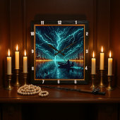 電気魚釣り スクエア壁時計