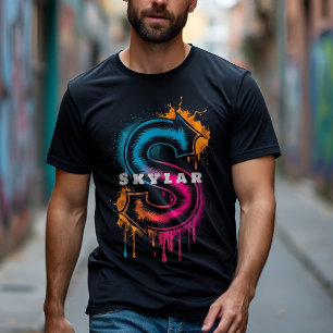 電気S:カスタマイズ可能なはっきりしたグラフィティモノグラム Tシャツ