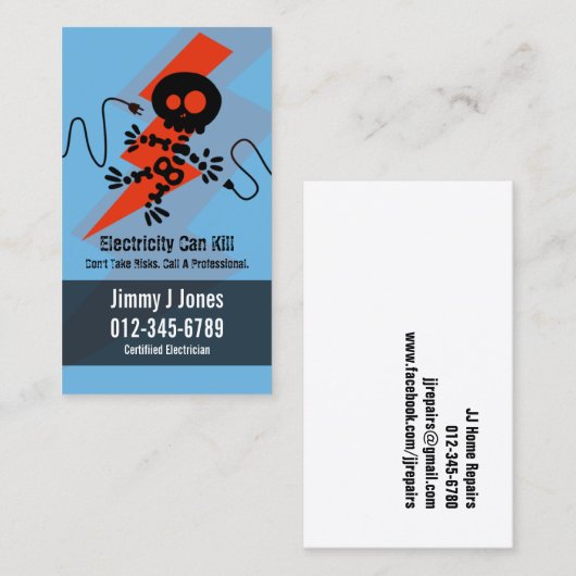 電気Zapホーム修理ブルービジネスカード 名刺 (正面/裏面)
