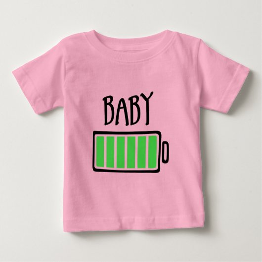 電池切れ – 赤ちゃん ベビーTシャツ (正面)