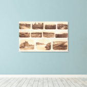 電池、疑問、建物、運河、橋 キャンバスプリント (インサイチュ (ウッドフロア))